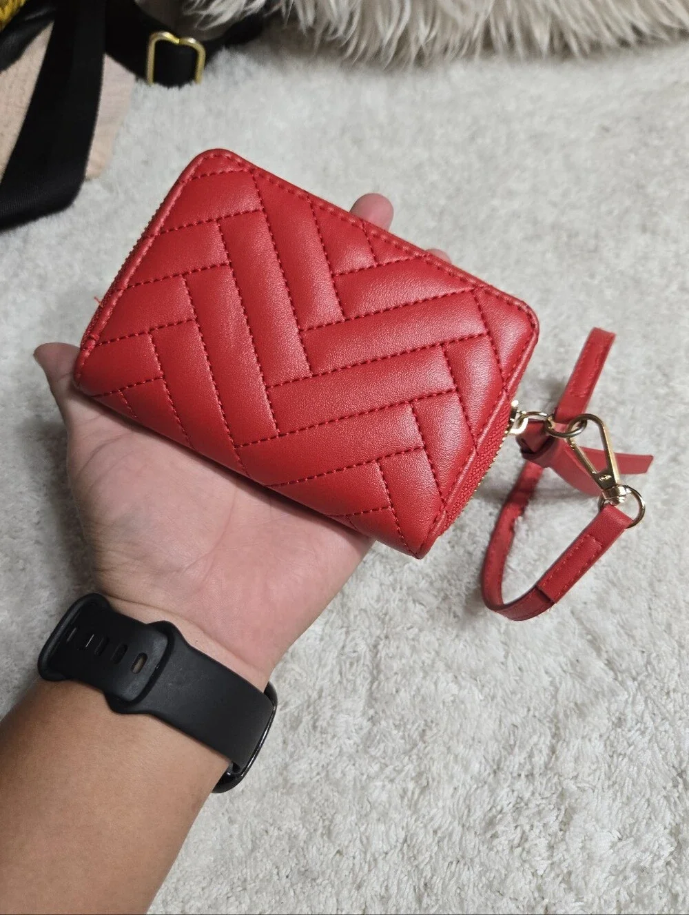 Bebe Red Quilted Wristlet Wallet Like New